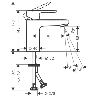 Смеситель для раковины 100, без сливного набора Hansgrohe Vernis Blend 71580000, хром, изображение 3