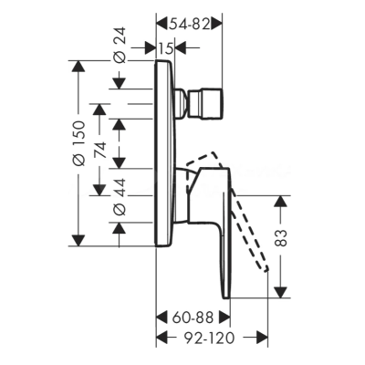 Vernis Blend Смеситель для ванны, однорычажный, скрытого монтажа, изображение 2