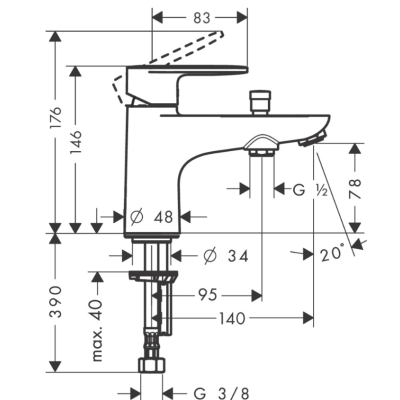 Смеситель на борт ванны Vernis Blend на 1 отв., Hansgrohe, изображение 2