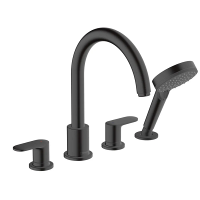 Hansgrohe Vernis Blend Смеситель на край ванны на 4 отверстия черный матовый 71456670