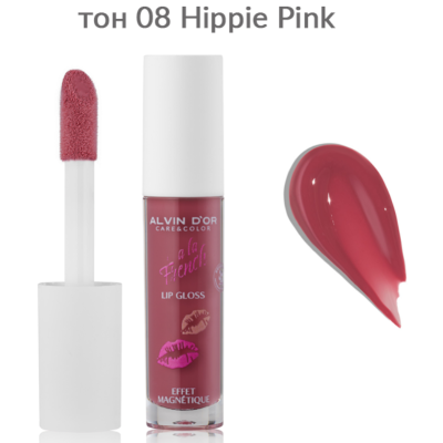 ALVIN D’OR Блеск для губ Effet Magnetique A LA FRENCH, тон 08 Hippie Pink, 4.5 мл, Цвет: Hippie Pink, изображение 2
