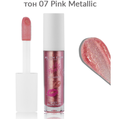 ALVIN D’OR Блеск для губ Effet Magnetique A LA FRENCH, тон 07 Pink Metallic, 4.5 мл, Цвет: Pink Metallic, изображение 2