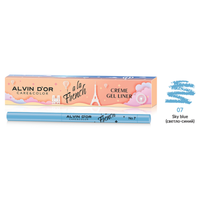 ALVIN D’OR Кремовый лайнер для глаз CREME GEL LINER A LA FRENCH, 07 тон sky blue (светло-синий), Цвет: sky blue (светло-синий), изображение 2
