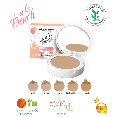 ALVIN D’OR Пудра компактная фиксирующая ECLAT NATUREL A LA FRENCH, 03 Natural beige, Цвет: natural beige, изображение 5