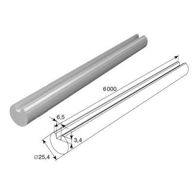 DoorHan 25516/M: вал полнотелый с пазом под шпонку ОЦ 1", изображение 3