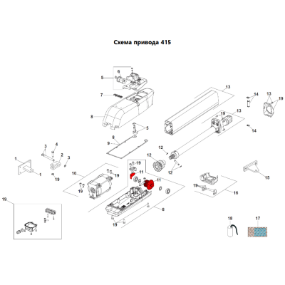 FAAC 60202215 : Вал разблокировки в сборе для приводов 409/411/413/415 серий, 60202215, изображение 5