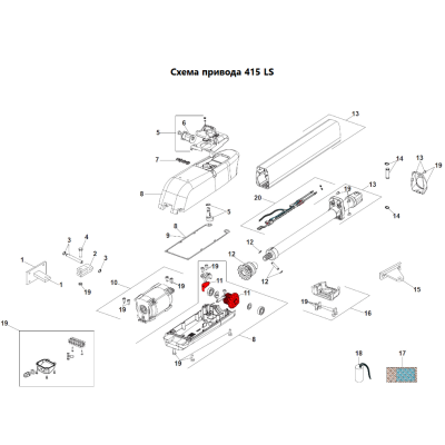 FAAC 60202215 : Вал разблокировки в сборе для приводов 409/411/413/415 серий, 60202215, изображение 4