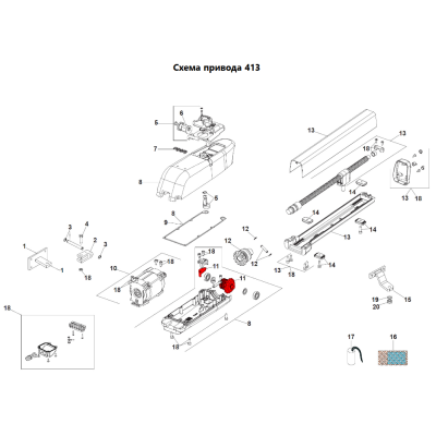 FAAC 60202215 : Вал разблокировки в сборе для приводов 409/411/413/415 серий, 60202215, изображение 2