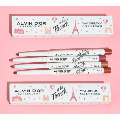ALVIN D’OR Водостойкий гелевый карандаш для губ WATERPROOF GEL LIP PENCIL A LA FRENCH, 02 тон wine (винный), Цвет: wine (винный), изображение 6