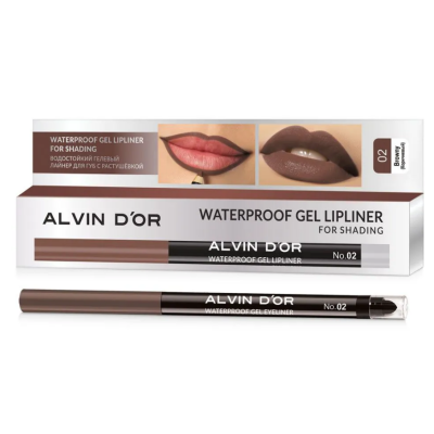 ALVIN D’OR P-21 карандаш для губ гелевый водостойкий Lipliner for shading, цвет: тон 02 коричневый, Цвет: коричневый
