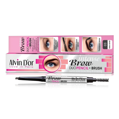 ALVIN D'OR P-9 карандаш для бровей механический с щеточкой Intense Brow + Brush, 03 Dark Grey, Цвет: темно-серый, изображение 2