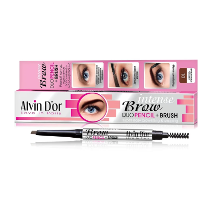 ALVIN D'OR P-9 карандаш для бровей механический с щеточкой Intense Brow + Brush, 01 Light Brown, Цвет: светло-коричневый, изображение 2