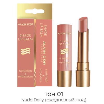 ALVIN D’OR Оттеночный бальзам для губ "NUTRITION & HYDRATION", 01 Ежедневный нюд, Цвет: ежедневный нюд, изображение 2