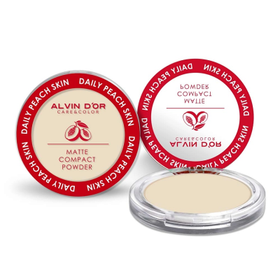 ALVIN D’OR Пудра компактная Daily Peach Skin, 03 Natural Beige, Цвет: natural beige