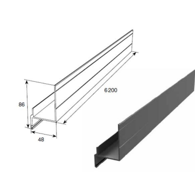 DOORHAN: DHSW-002902/M алюминиевый профиль Ц-образный неравнополочный для проема калитки, металлик, изображение 2