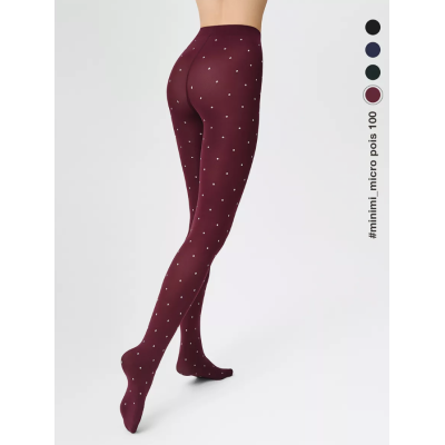Колготки MICRO POIS 100 den с рисунком горошек, теплые, bordo min, размер 2, Цвет: bordo min, Размер EU: 2/S, Рост: 160-165, изображение 2