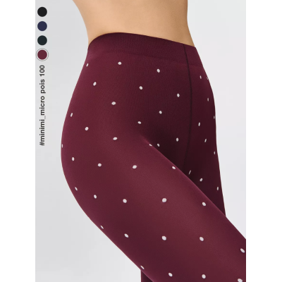 Колготки MICRO POIS 100 den с рисунком горошек, теплые, bordo min, размер 3, Цвет: bordo min, Размер EU: 3/M, Рост: 165-170, изображение 3