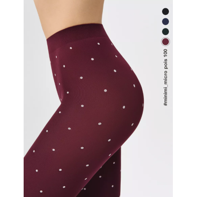 Колготки MICRO POIS 100 den с рисунком горошек, теплые, bordo min, размер 3, Цвет: bordo min, Размер EU: 3/M, Рост: 165-170, изображение 4