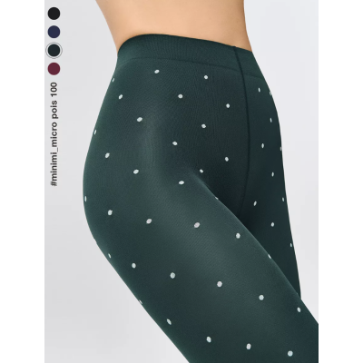 Колготки MICRO POIS 100 den с рисунком горошек, теплые, verde foresta, размер 3, Цвет: verde foresta, Размер EU: 3/M, Рост: 165-170, изображение 3