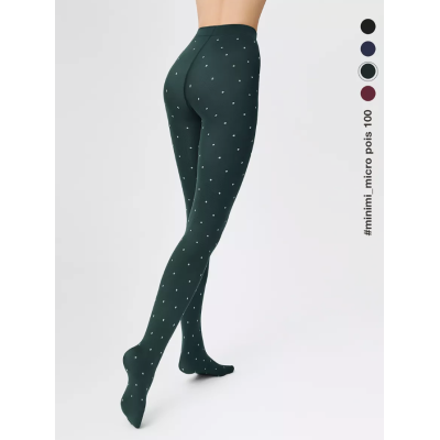 Колготки MICRO POIS 100 den с рисунком горошек, теплые, verde foresta, размер 4, Цвет: verde foresta, Размер EU: 4/L, Рост: 170-180, изображение 2