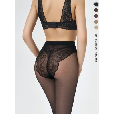 Колготки с трусиками в виде бабочки MINIMI PAPILLON 20 nero, размер 2, Цвет: nero, Размер EU: 2/S, изображение 4