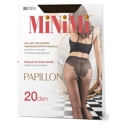 Колготки с трусиками в виде бабочки MINIMI PAPILLON 20 nero, размер 2, Цвет: nero, Размер EU: 2/S