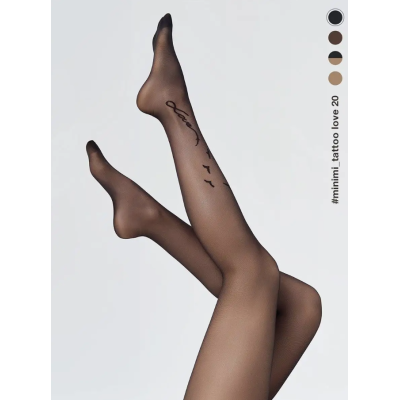 Колготки TATTOO LOVE 20 den тонкие, с рисунком тату nero, размер 3, Размер EU: 3/M, изображение 8