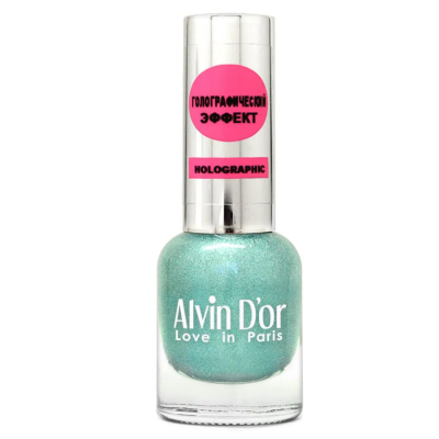 ADN-07 Лак для ногтей голографический Alvin D`or (тон 722) изумрудный зелёный, Цвет: изумрудный зеленый