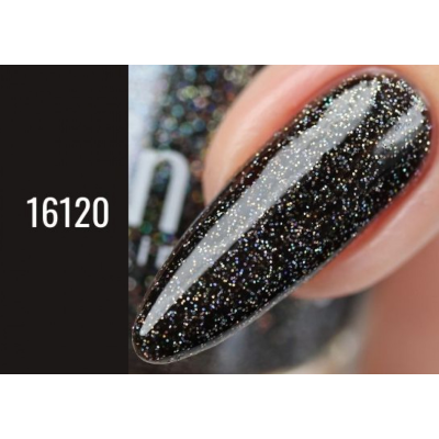 ALVIN D’OR Лак для ногтей ЛАК-ГЕЛЬ, тон 16120 черный с блестками, Цвет: тон 16120, изображение 2