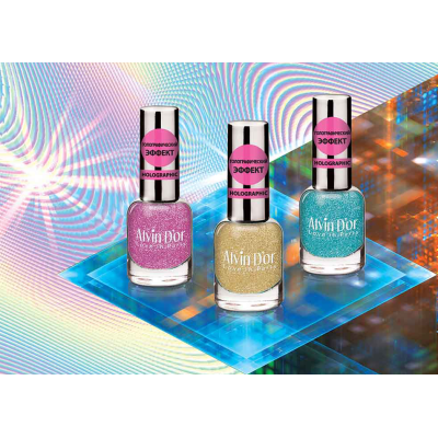 ADN-07 Лак для ногтей голографический Alvin D`or (тон 702) розовый нюанс, Цвет: розовый нюанс, изображение 3