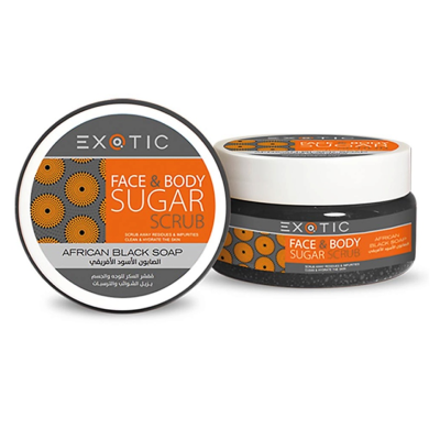 EXOTICMOOD Сахарный скраб для лица и тела Black African Soap, Экстракт африканского черного мыла