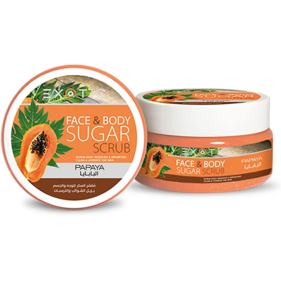 EXOTICMOOD Сахарный скраб для лица и тела Papaya, Экстракт папайи
