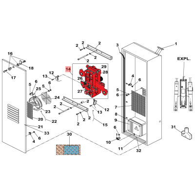 FAAC 63000519 : Вал выходной в сборе с рычагом и станиной для шлагбаумов серии 640, изображение 2