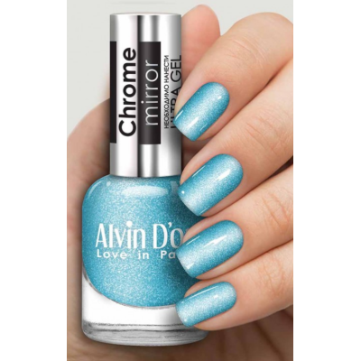 ADN-63 Лак для ногтей Chrome mirror Alvin D`or зеркальная лазурь тон 6311, Цвет: зеркальная лазурь, изображение 3