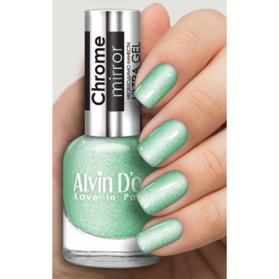 ADN-63 Лак для ногтей Chrome mirror Alvin D`or зеркальная мята тон 6315, Цвет: зеркальная мята, изображение 3