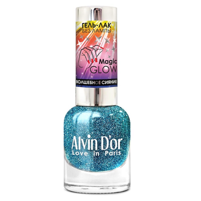 ALVIN D’OR Лак для ногтей MAGIC GLOW, 07 Голубой, Цвет: 7407 - голубой, Объем: 12