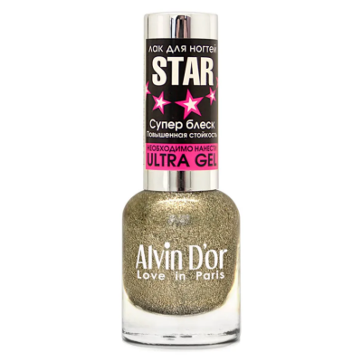 Alvin D'or, лак для ногтей STAR супер блеск звездный снег тон 6126, Цвет: тон 6126