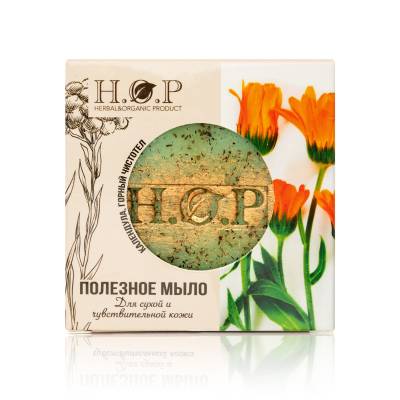 Мыло полезное "Для сухой и чувствительной кожи" (календула, горный чистотел) H.O.P., 80 гр, Варианты: Мыло полезное Для сухой и чувствительной кожи