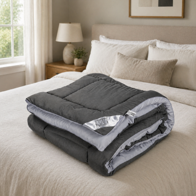 Одеяло стеганое АЛЬВИТЕК FLUFFY DREAM ОЖЛ-20-Графит-Грейс 172x205 всесезонное, Цвет: графит-грейс, Размер одеяла: 172х205 , изображение 4