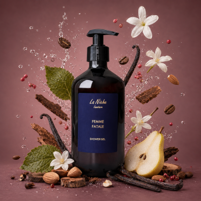 Натуральный парфюмированный гель для душа "Femme Fatale" INNATURE La Niche по мотивам Yves Saint Laurent "BLACK OPIUM", 500 мл, Варианты: Парфюмированный гель для душа Femme Fatale, изображение 2