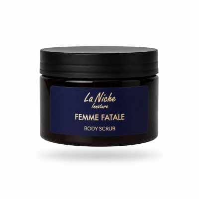 Натуральный парфюмированный скраб для тела "Femme Fatale" INNATURE La Niche по мотивам Yves Saint Laurent "BLACK OPIUM", 250 мл, Варианты: Парфюмированный скраб для тела Femme Fatale