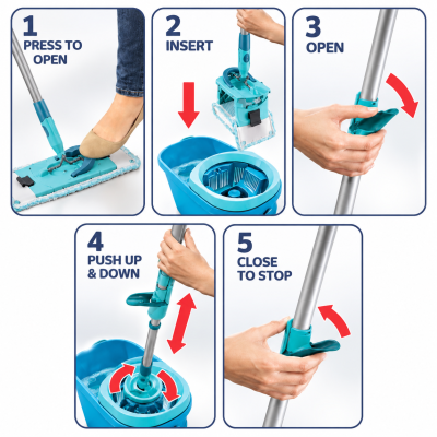 Комплект Leifheit CLEAN TWIST M Ergo швабра + ведро, с механизмом отжима, изображение 14