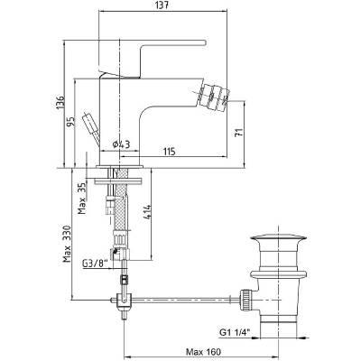 Смеситель для биде 102110151EX