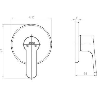 Смеситель для душа 102167106EX-Y (внешняя часть)