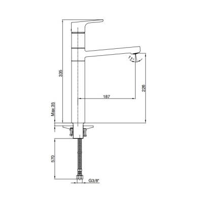 Смеситель для раковины 102108949EX без донного клапана