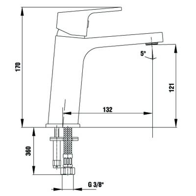 Смеситель для раковины 102108989EX без донного клапана