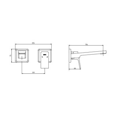 Смеситель для раковины 102167605EX-KK настенный 2 отверстия (внешняя часть)