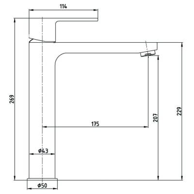 Смеситель для раковины 102188035EX без донного клапана
