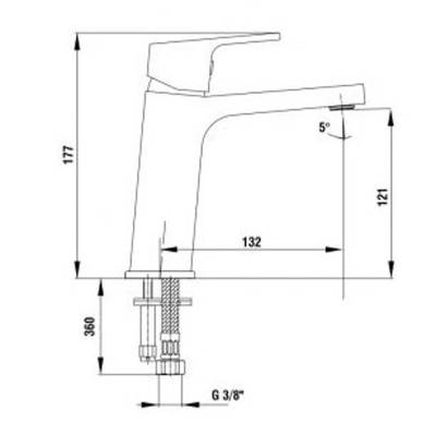 Смеситель для раковины 103508989EX без донного клапана