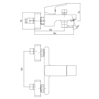 Смеситель для ванны 102102469C1EX, изображение 2